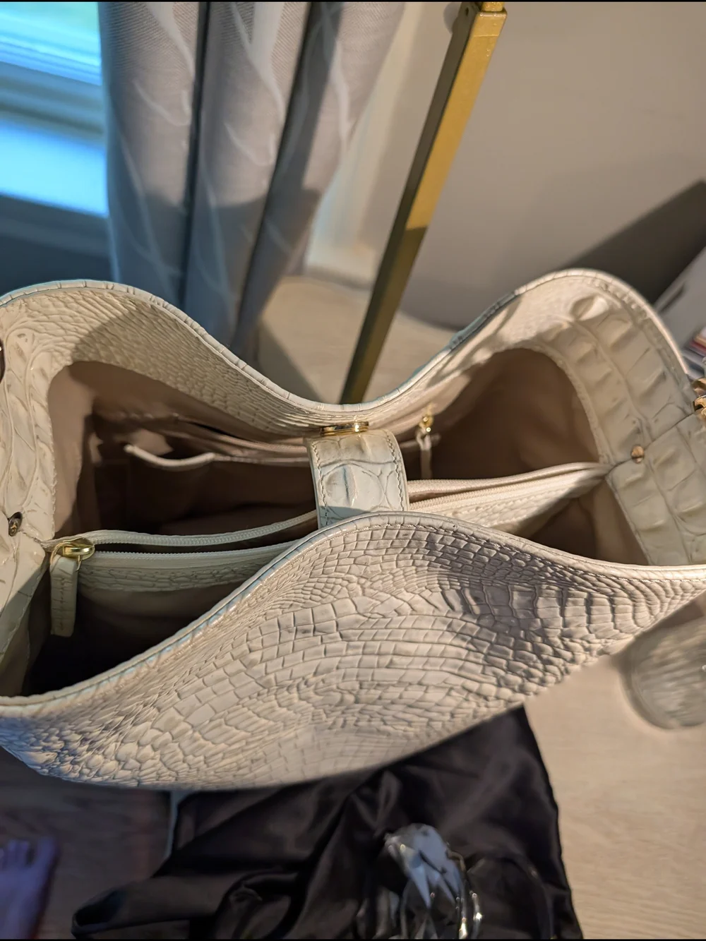 Brahmin Celina Leather Bucket Bag With Dustbag In Coconut Milk Colorway